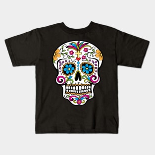 White Sugar Skull Design Kids T-Shirt